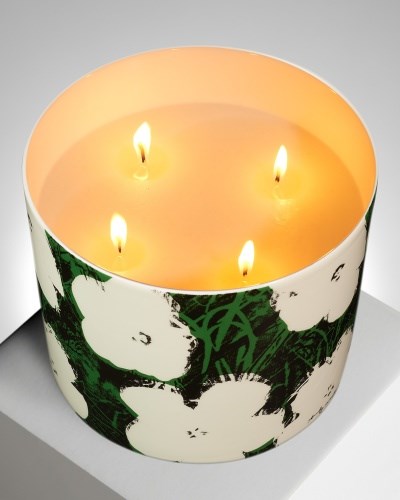 Andy Warhol Perfumed Candle "Flowers" Giant - White Flowers on Green